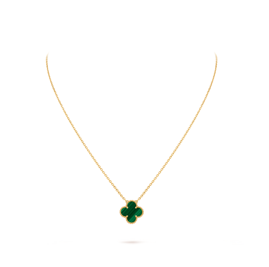 Vintage Alhambra pendant, 18K yellow gold, malachite.