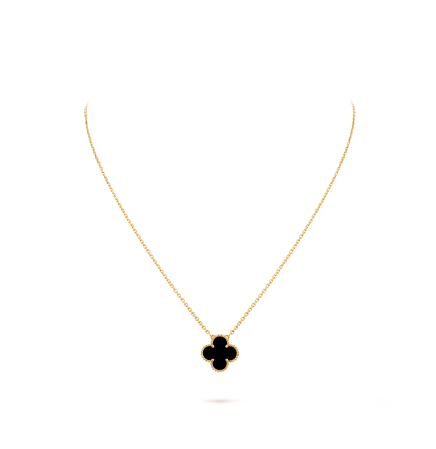 Vintage Alhambra pendant, 18K yellow gold, onyx.