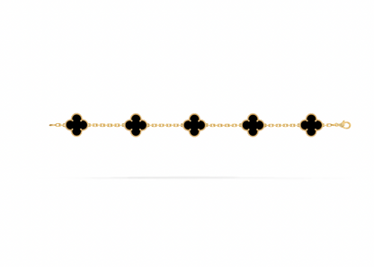 Vintage Alhambra bracelet, 5 motifs, 18K yellow gold, onyx.