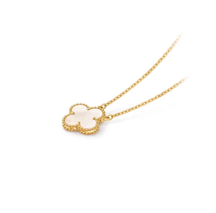 Vintage Alhambra pendant, 18K yellow gold, white mother-of-pearl.