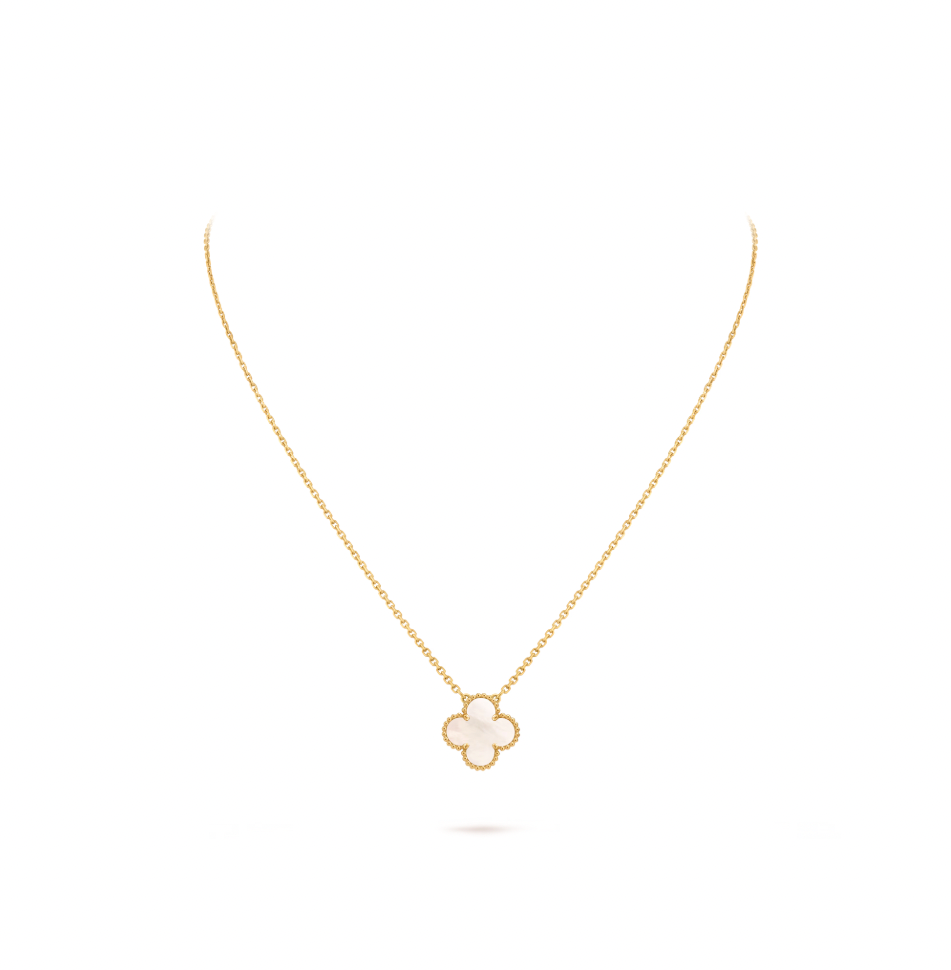 Vintage Alhambra pendant, 18K yellow gold, white mother-of-pearl.