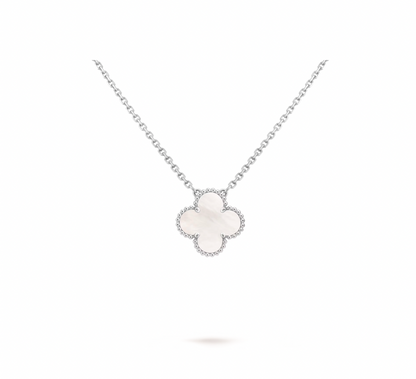 Vintage Alhambra pendant, rhodium plated 18K white gold, white mother-of-pearl.
