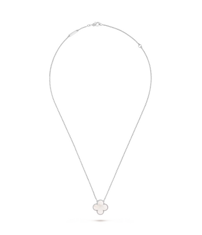 Vintage Alhambra pendant, rhodium plated 18K white gold, white mother-of-pearl.