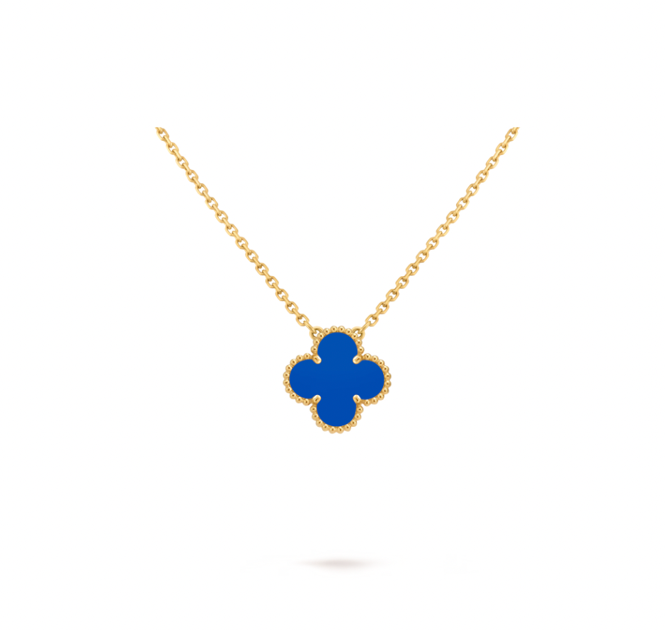 Vintage Alhambra pendant, 18K yellow gold, blue agate.