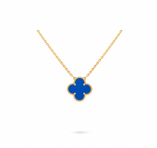 Vintage Alhambra pendant, 18K yellow gold, blue agate.