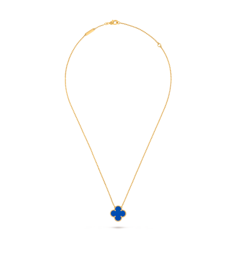 Vintage Alhambra pendant, 18K yellow gold, blue agate.