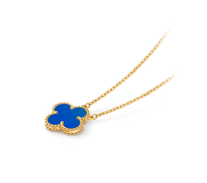 Vintage Alhambra pendant, 18K yellow gold, blue agate.