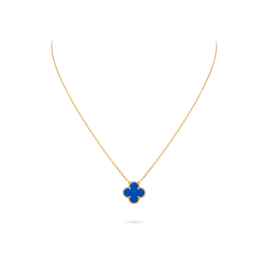 Vintage Alhambra pendant, 18K yellow gold, blue agate.