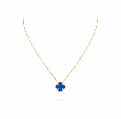 Vintage Alhambra pendant, 18K yellow gold, blue agate.