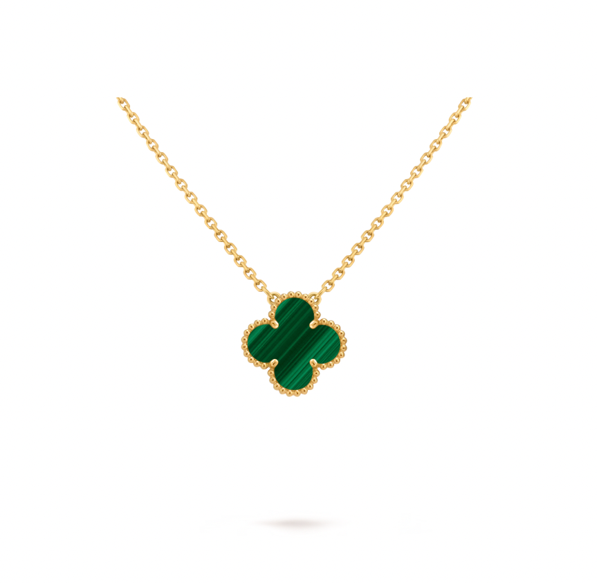 Vintage Alhambra pendant, 18K yellow gold, malachite.