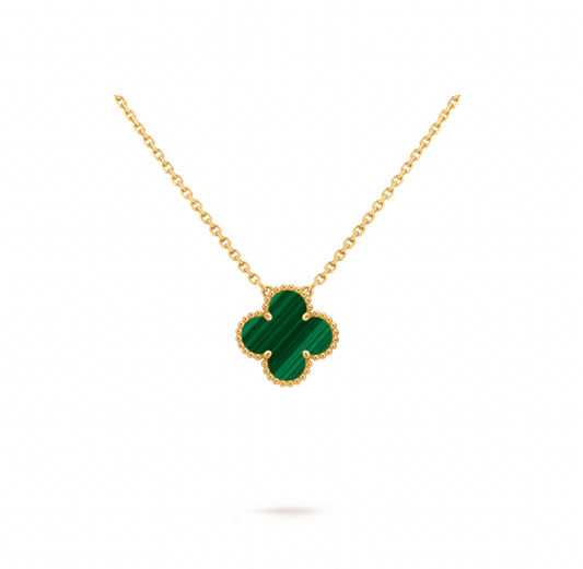 Vintage Alhambra pendant, 18K yellow gold, malachite.