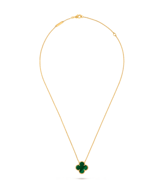 Vintage Alhambra pendant, 18K yellow gold, malachite.