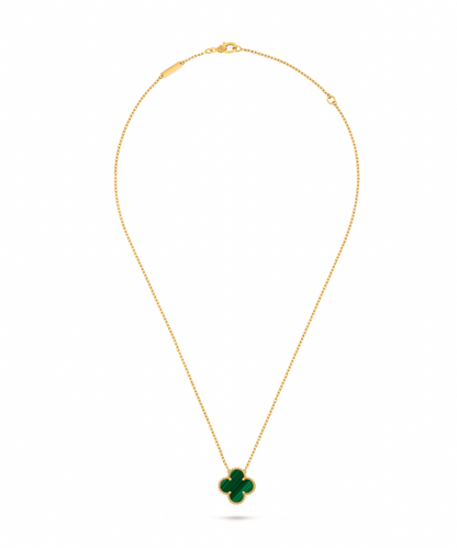 Vintage Alhambra pendant, 18K yellow gold, malachite.