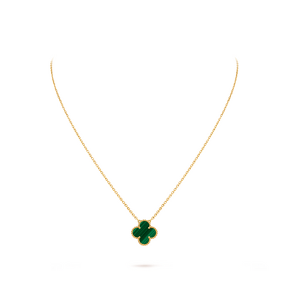 Vintage Alhambra pendant, 18K yellow gold, malachite.