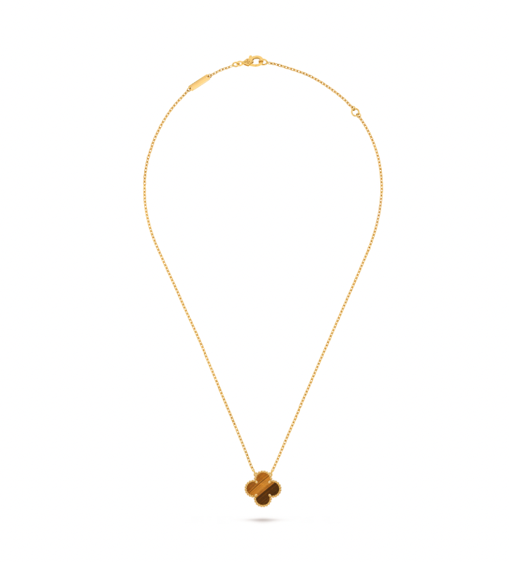 Vintage Alhambra pendant, 18K yellow gold, tiger’s eye.