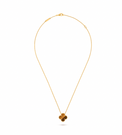Vintage Alhambra pendant, 18K yellow gold, tiger’s eye.