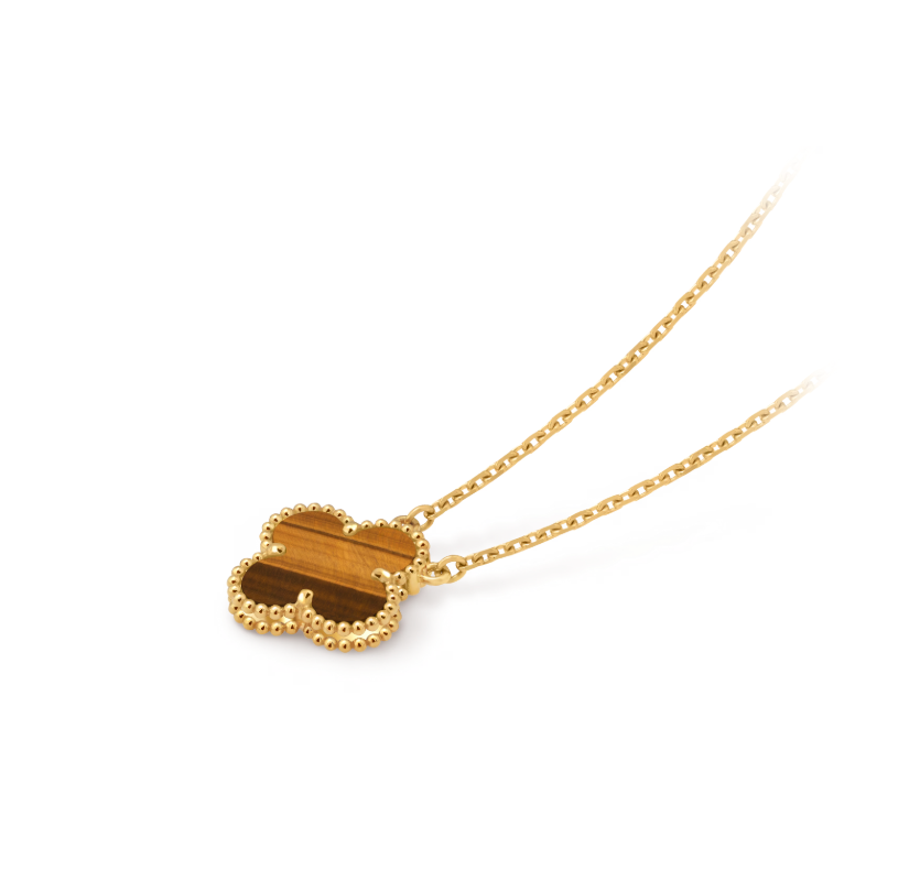 Vintage Alhambra pendant, 18K yellow gold, tiger’s eye.