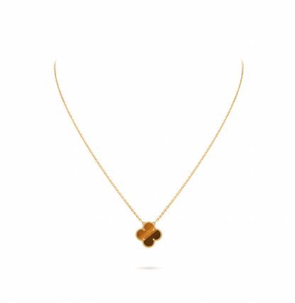 Vintage Alhambra pendant, 18K yellow gold, tiger’s eye.