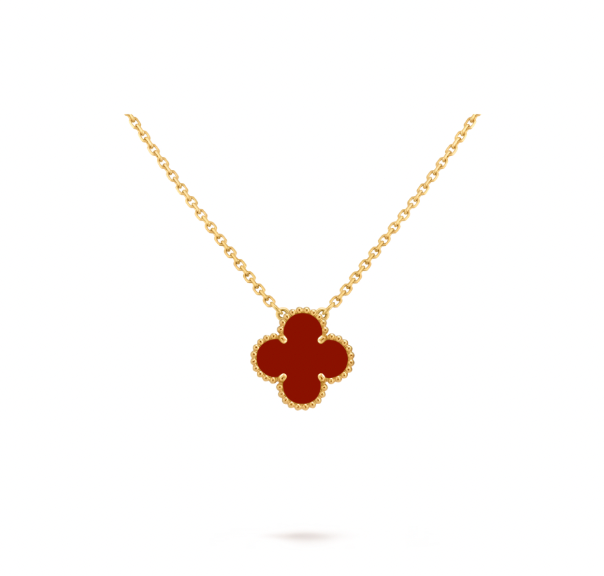 Vintage Alhambra pendant, 18K yellow gold, carnelian.