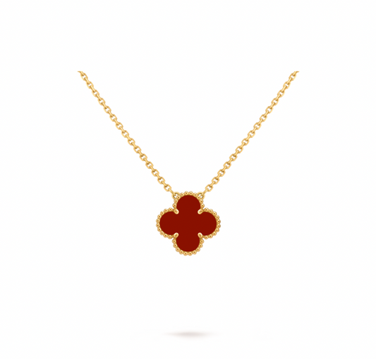 Vintage Alhambra pendant, 18K yellow gold, carnelian.