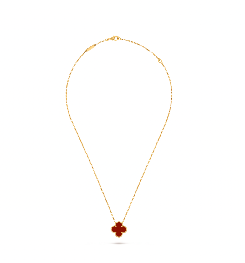 Vintage Alhambra pendant, 18K yellow gold, carnelian.