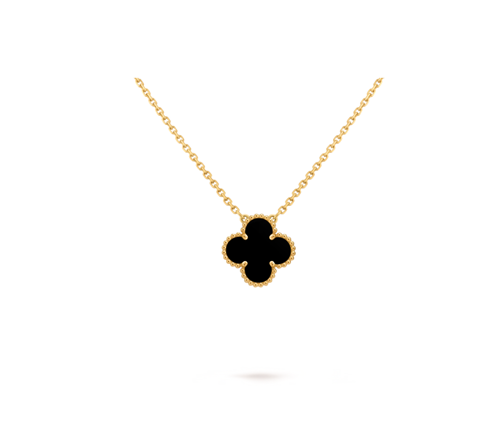 Vintage Alhambra pendant, 18K yellow gold, onyx.