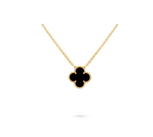 Vintage Alhambra pendant, 18K yellow gold, onyx.