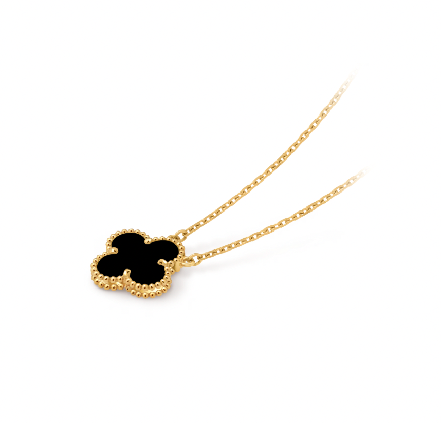 Vintage Alhambra pendant, 18K yellow gold, onyx.