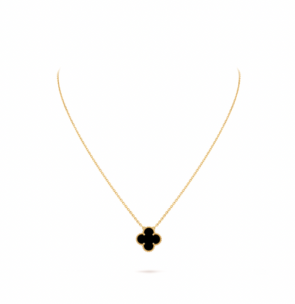 Vintage Alhambra pendant, 18K yellow gold, onyx.
