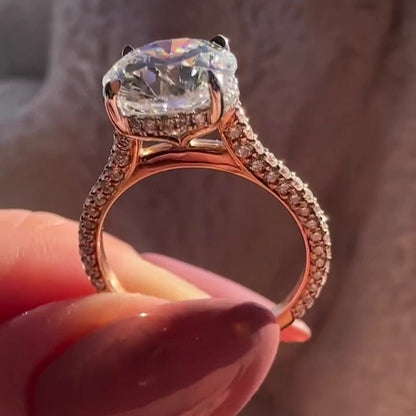 3.20tcw Lab Diamond Round Cathedral Engagement Ring | Two Tone | IGI Certified