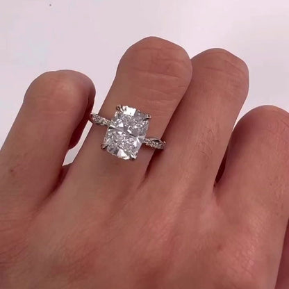 3.30tcw Cushion Lab Diamond Twisted Band Engagement Ring | D-E-F VVS–VS | IGI Certified