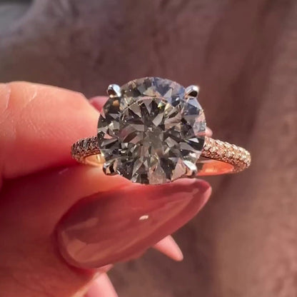 3.20tcw Lab Diamond Round Cathedral Engagement Ring | Two Tone | IGI Certified