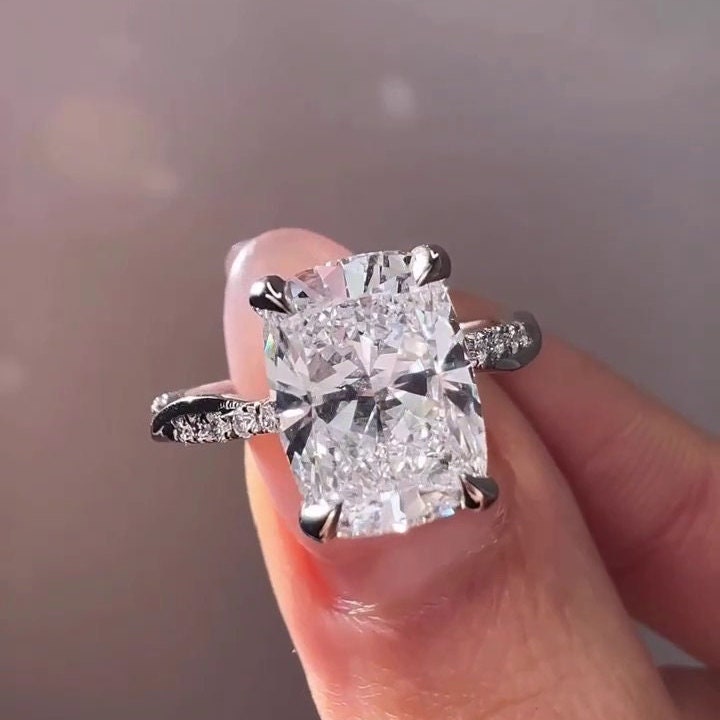 3.30tcw Cushion Lab Diamond Twisted Band Engagement Ring | D-E-F VVS–VS | IGI Certified