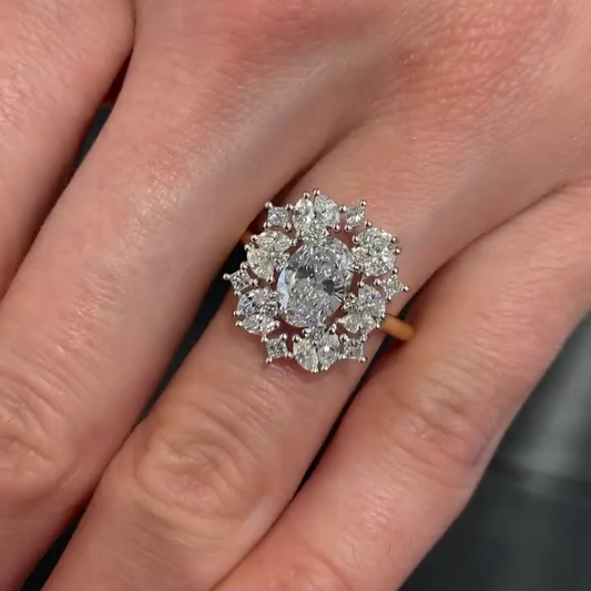 3.30tcw Multi Shape Lab Diamond Halo Ring | Oval, Marquise, Princess, Round | IGI Certified