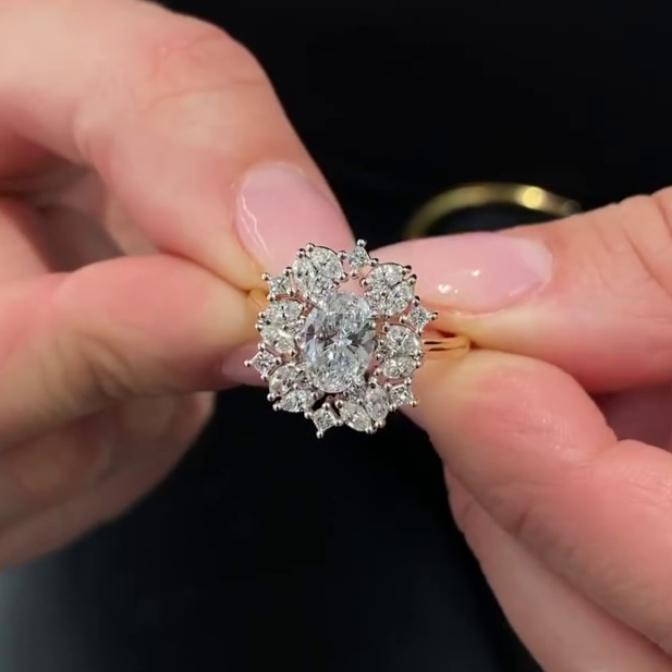 3.30tcw Multi Shape Lab Diamond Halo Ring | Oval, Marquise, Princess, Round | IGI Certified